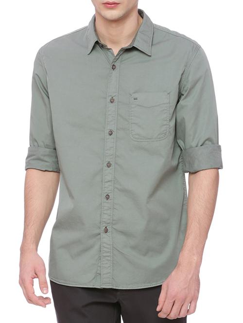 green cotton casual shirt - 15063221 - Very Small Image - 1