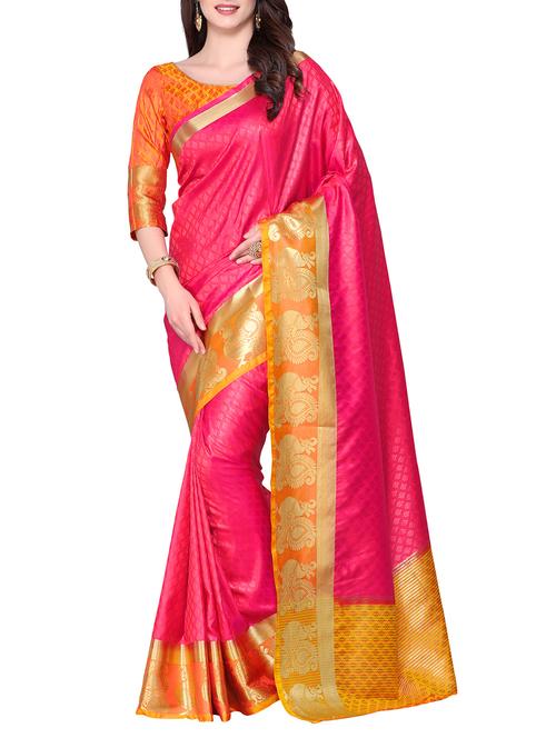 pink art silk kanjivaram saree - 15063660 - Very Small Image - 1