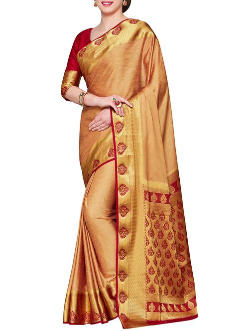 beige crepe kanjivaram saree - 15063693 - Very Small Image - 1
