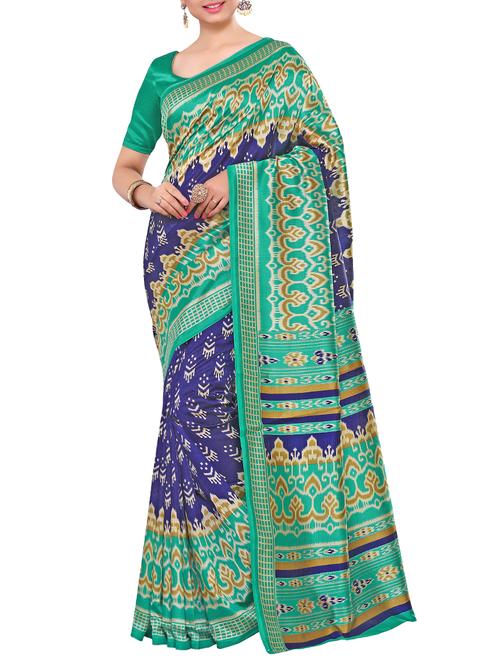 blue art silk printed saree - 15063779 - Very Small Image - 1
