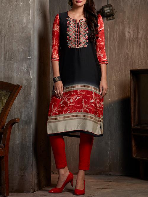 black georgette straight kurta - 15064137 - Very Small Image - 1