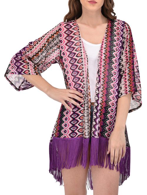 purple printed shrug - 15064341 - Very Small Image - 1