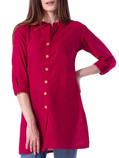 maroon straight solid kurta - 15064354 - Very Small Image - 1