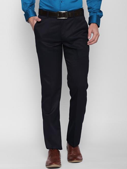 navy blue cotton flat front formal trouser - 15065065 - Very Small Image - 1