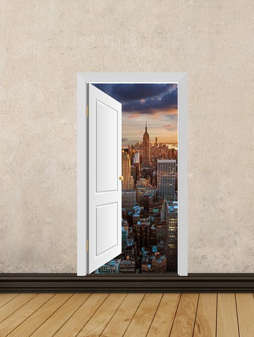buildings door view wall sticker - 15065774 - Very Small Image - 1