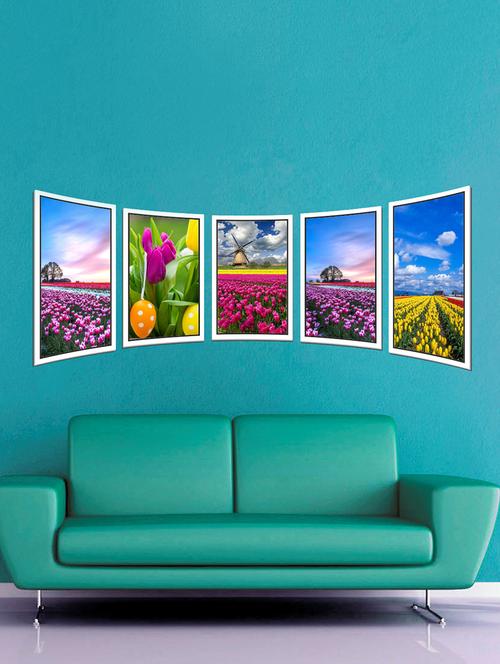 flowers five pieces wall sticker - 15065805 - Very Small Image - 1