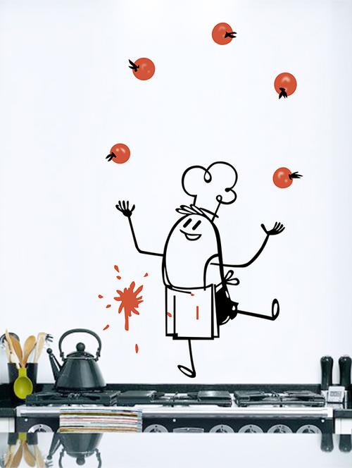 juggling chef wall sticker (61x106cm) - 15066078 - Very Small Image - 1