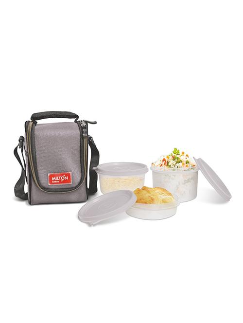 full meal 3 containers lunch box - grey - 15066138 - Very Small Image - 1