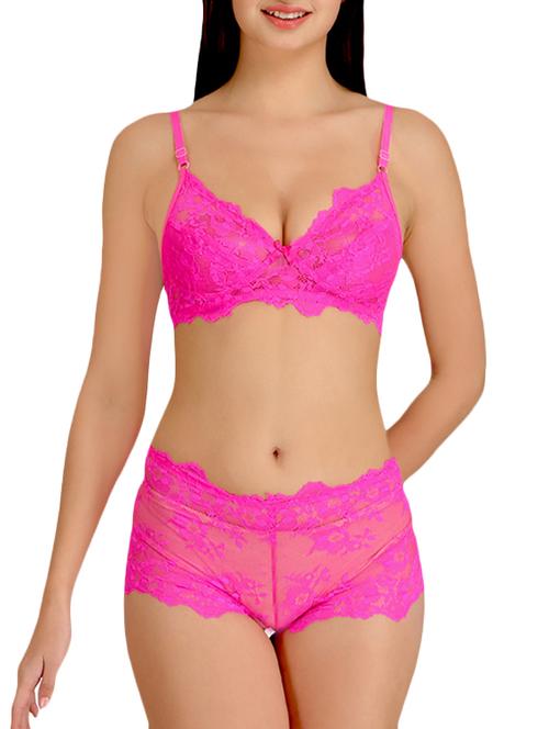 pink lace bra and panty set - 15066328 - Very Small Image - 1