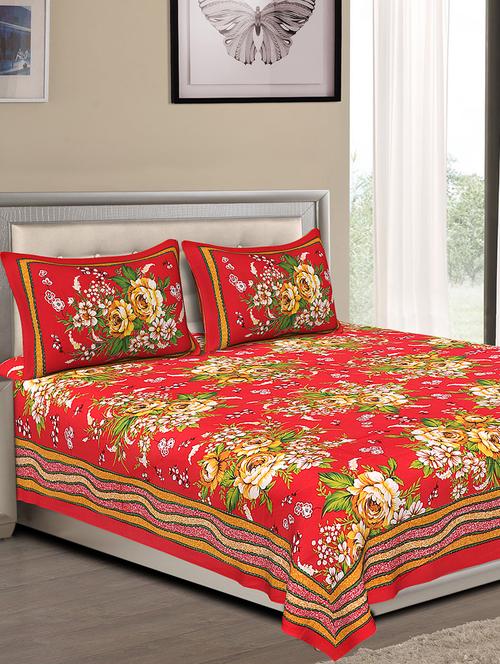 cotton jaipuri traditional double bedsheet with 2 pillow cover - 15067327 - Very Small Image - 1