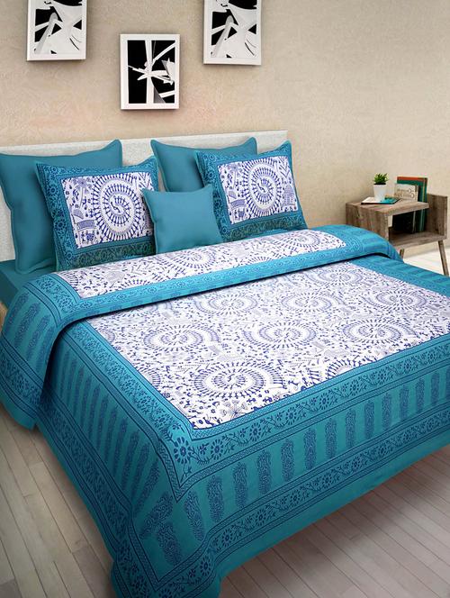 100% cotton king size double bedsheet with 2 pillow covers - 15067444 - Very Small Image - 1