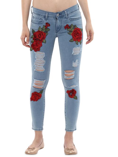 Blue Denim Distressed Jeans - 15067458 - Very Small Image - 1