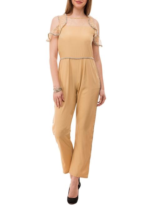 beige crepe full leg  jumpsuit - 15068708 - Very Small Image - 1