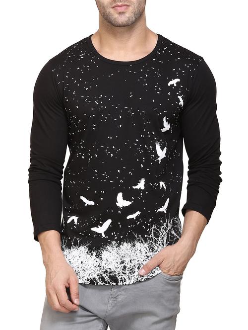 black cotton front print tshirt - 15068861 - Very Small Image - 1