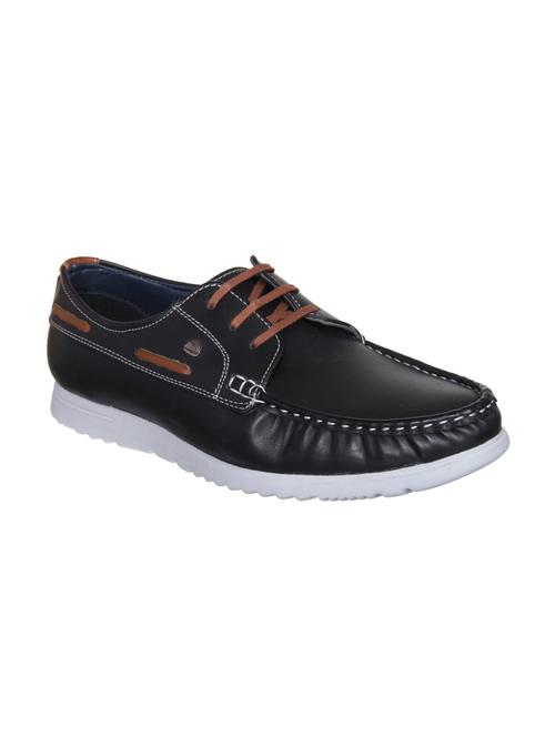 black leatherette lace up boat shoes - 15069173 - Very Small Image - 1