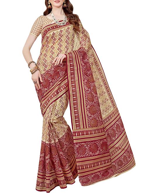 all over printed saree with blouse - 15070885 - Very Small Image - 1