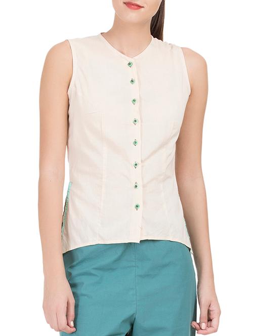 white solid cotton sleeveless shirt - 15071231 - Very Small Image - 1
