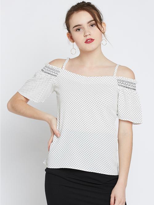 polka dotted cold shoulder top - 15071409 - Very Small Image - 1