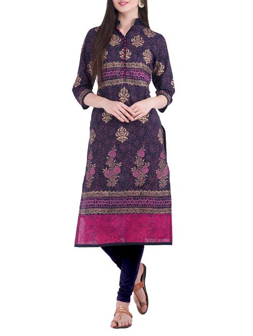 black cotton straight kurta - 15072103 - Very Small Image - 1