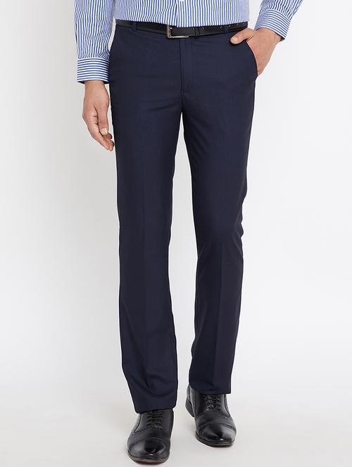 dark blue polyester blend flat front formal trouser - 15072924 - Very Small Image - 1