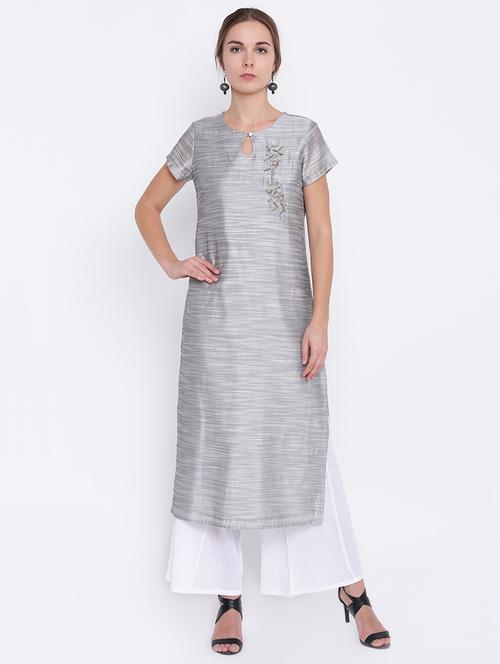 embellished melange kurta - 15073086 - Very Small Image - 1