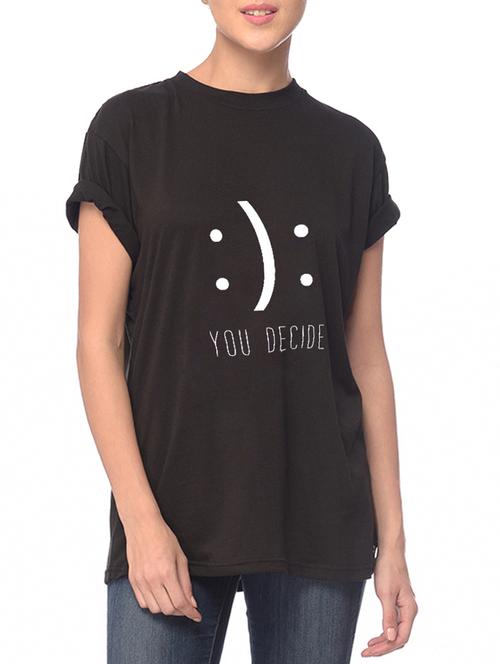 black cotton quirky text tee - 15073696 - Very Small Image - 1