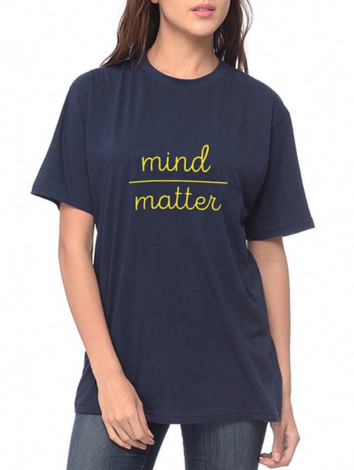 navy blue cotton quirky text tee - 15073701 - Very Small Image - 1