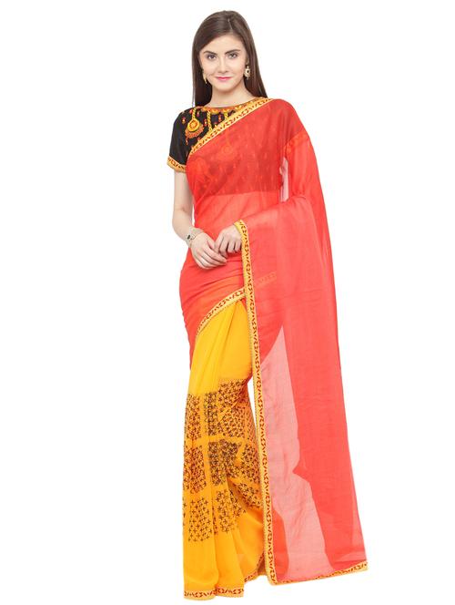 women's printed red colored saree - 15074330 - Very Small Image - 1
