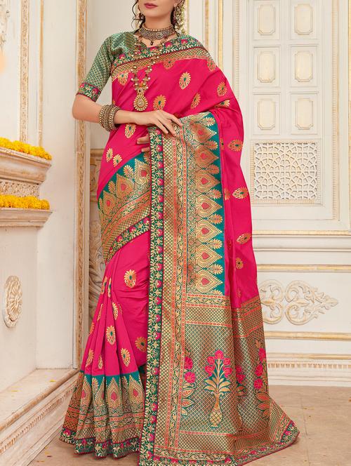 zari woven saree with blouse - 15074477 - Very Small Image - 1