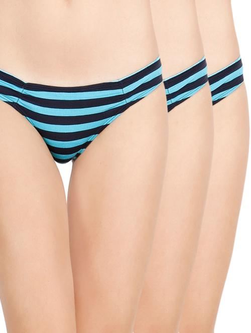 set of 3 green striped cotton bikini panties - 15075289 - Very Small Image - 1