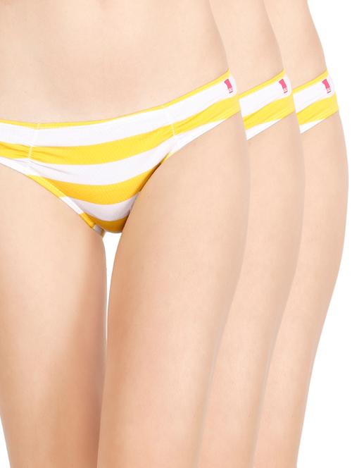 set of 3 yellow striped bikini panties - 15075301 - Very Small Image - 1