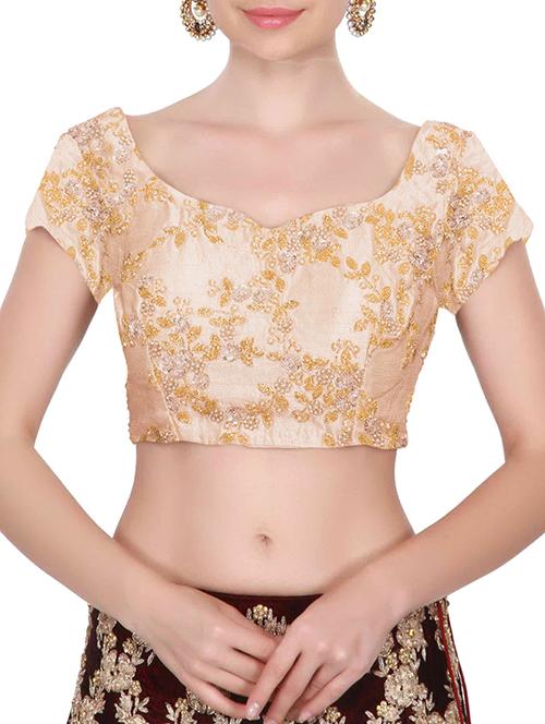 beige raw silk embroidered blouse - 15078552 - Very Small Image - 1