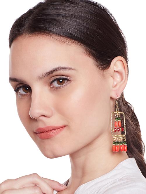 red metal drop earring - 15079565 - Very Small Image - 1