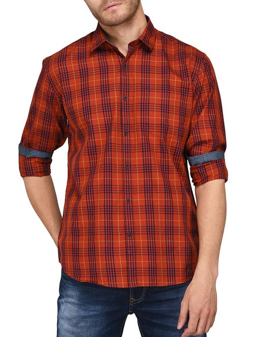 orange cotton casual shirt - 15080642 - Very Small Image - 1