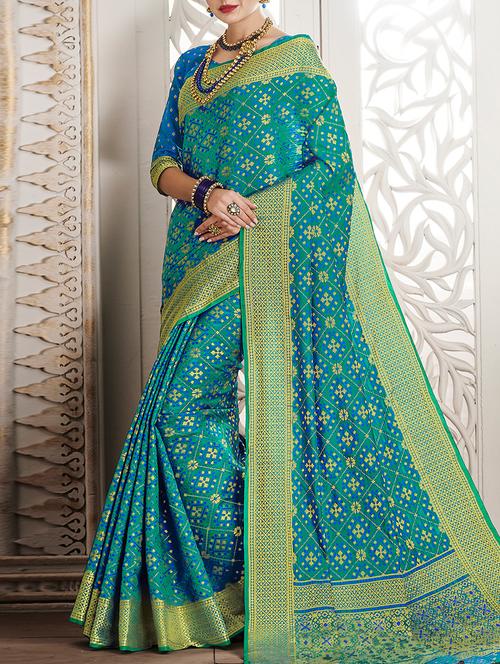 delicate golden zari patola saree - 15082283 - Very Small Image - 1