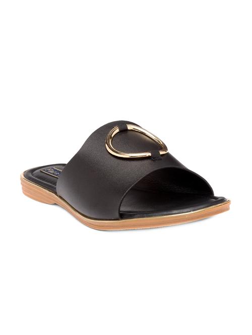 black  faux leather slides - 15082433 - Very Small Image - 1