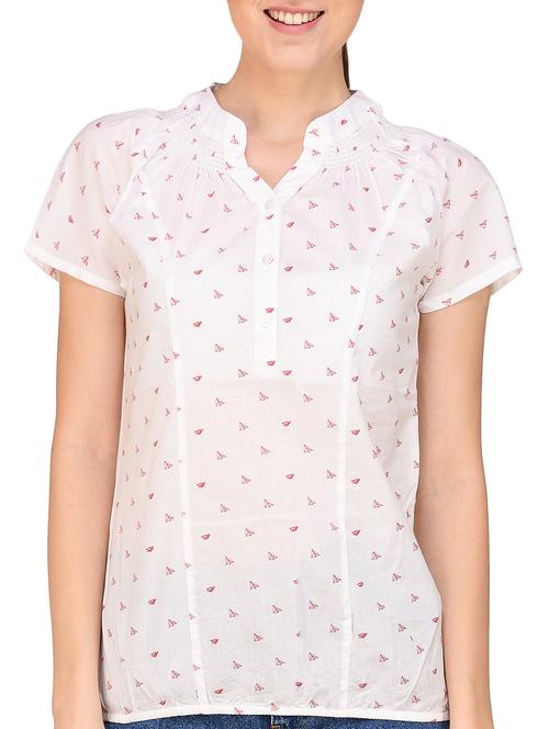 white cotton printed top - 15082739 - Very Small Image - 1
