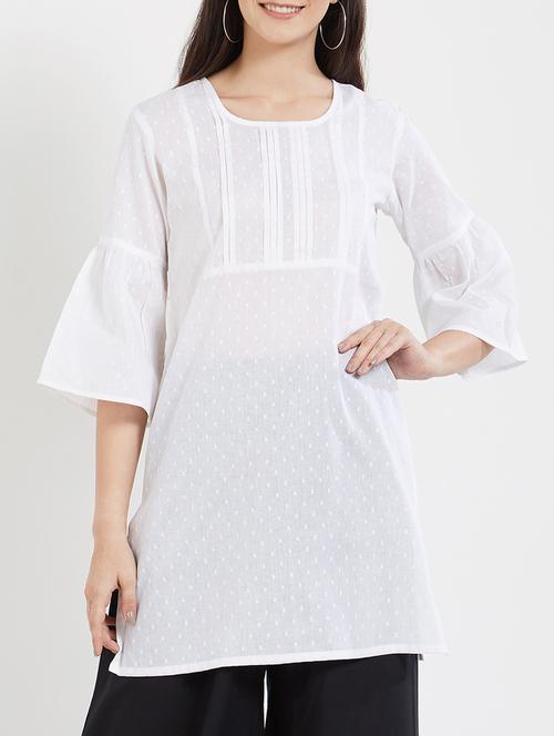 white cotton solid kurta - 15082819 - Very Small Image - 1