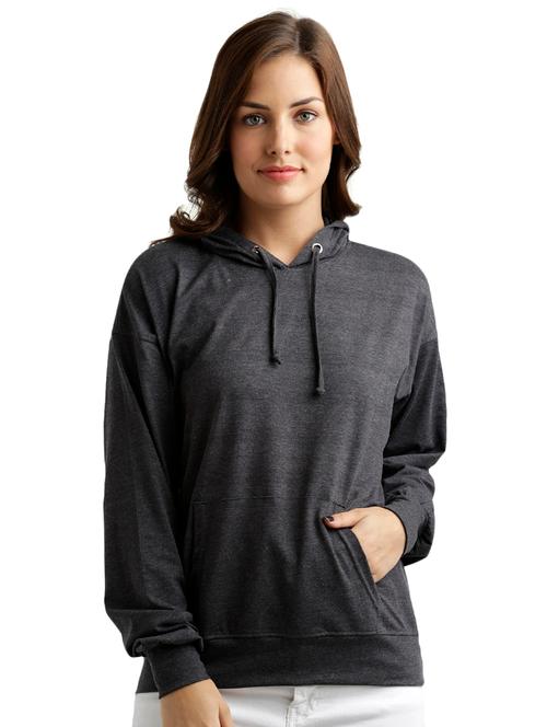 grey solid cotton hoodies sweatshirt - 15083303 - Very Small Image - 1