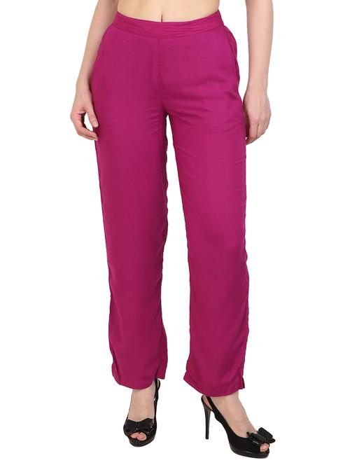 Purple Rayon Palazzos - 15083542 - Very Small Image - 1