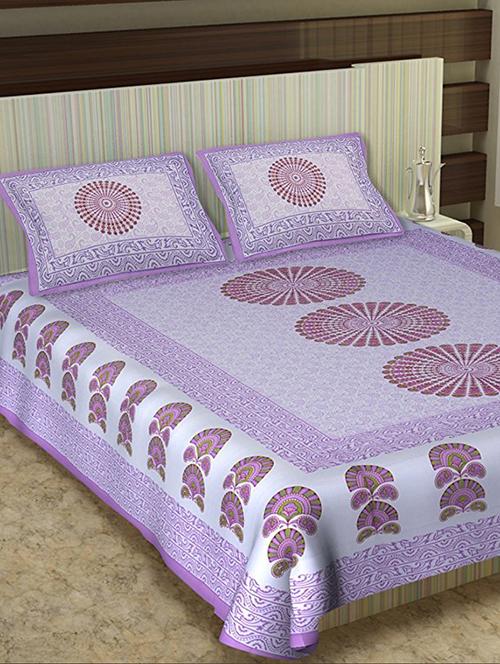 100% cotton jaipuri king size double bedsheet 2 pillow covers - 15085429 - Very Small Image - 1