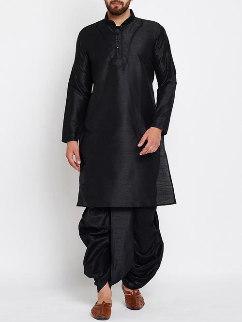 black silk blend dhoti kurta set - 15085462 - Very Small Image - 1