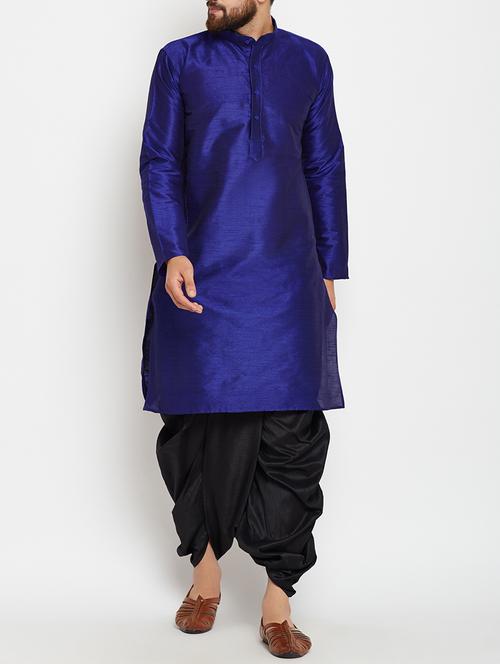 blue silk blend dhoti kurta set - 15085470 - Very Small Image - 1