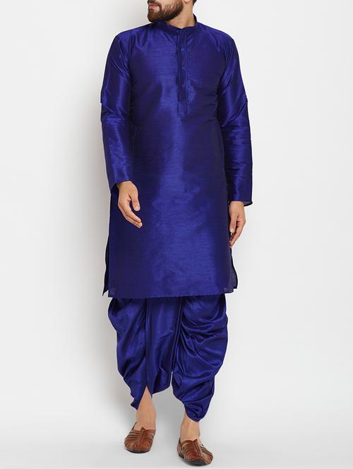 blue silk blend dhoti kurta set - 15085472 - Very Small Image - 1