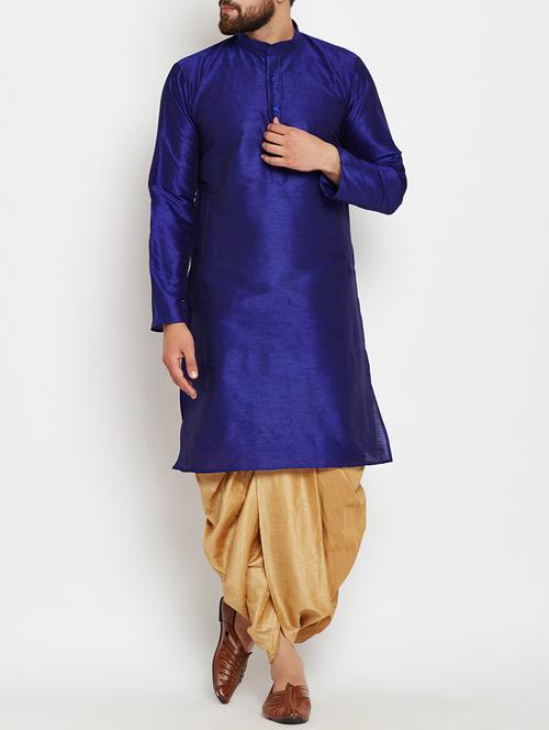 blue silk blend dhoti kurta set - 15085473 - Very Small Image - 1