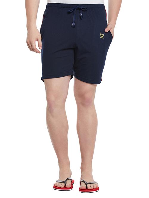 navy blue cotton blend shorts - 15085483 - Very Small Image - 1
