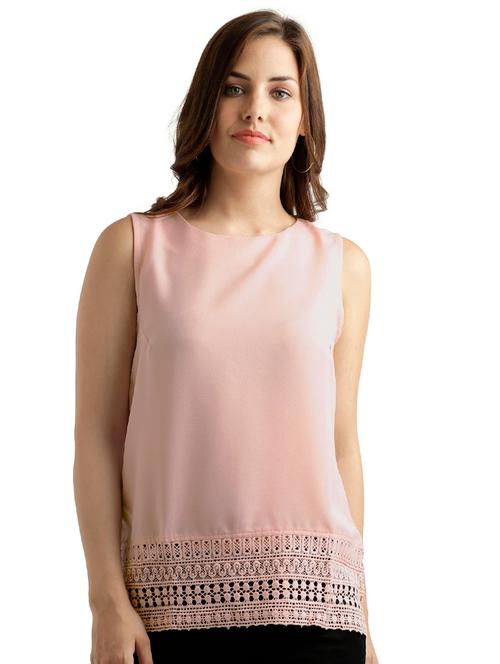 embroidered lace blush crepe top - 15085633 - Very Small Image - 1