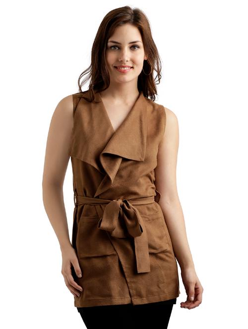 brown solid wrap jacket - 15085699 - Very Small Image - 1