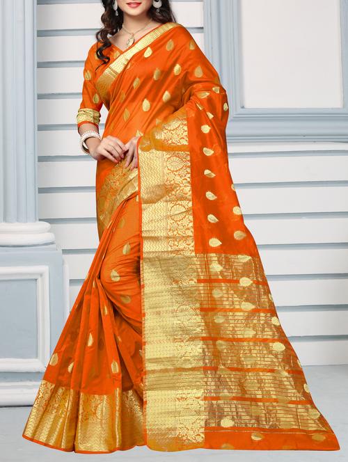 gold zari motif banarasi saree with blouse - 15085886 - Very Small Image - 1