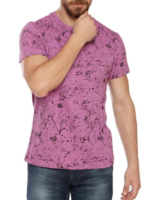 purple cotton front print tshirt - 15086368 - Very Small Image - 1